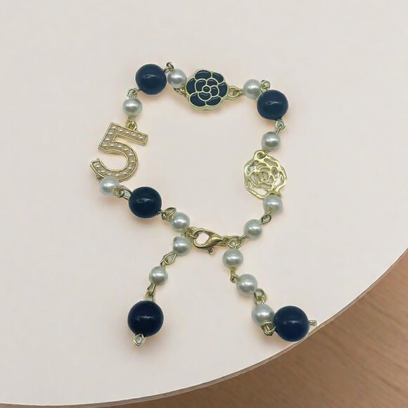 Pearl Camellia Fashion Bracelet Women Gold Chain Vintage Jewelry Gift - Picture 6 of 6